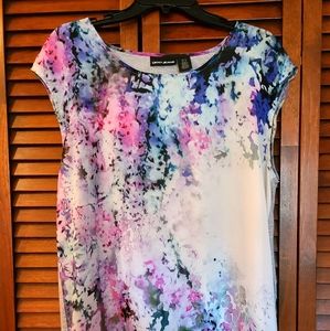 DKNY medium white/pinks open back flowy shirt